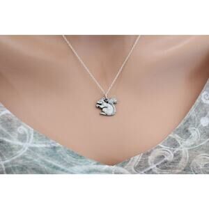 Sterling Silver Realistic Squirrel Charm Necklace